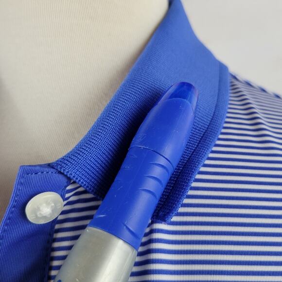 FootJoy Women's Performance Polo Blue Striped Size Medium - Picture 7 of 7